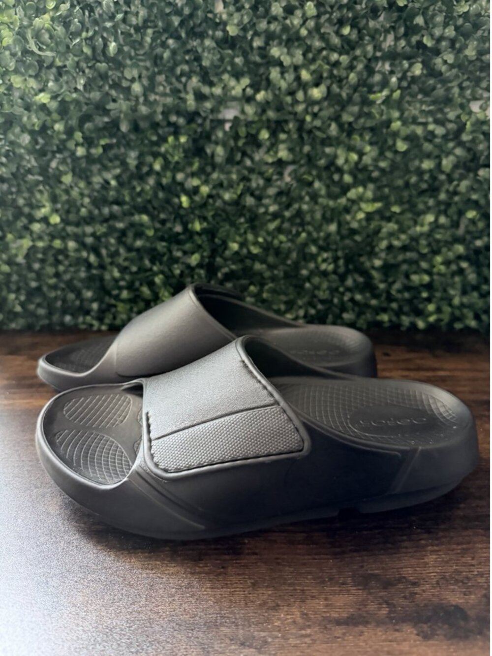 OOFOS OOahh Sport Flex Black Slide Sandals W7 M5 Adjustable Shoes - Picture 1 of 8